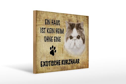 Holzschild Spruch 40x30cm exotische Kurzhaar Katze