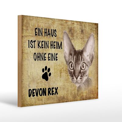 Panneau en bois indiquant 40x30cm Chat Devon Rex sans maison