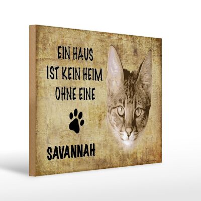 Cartello in legno con scritta 40x30 cm Gatto della savana senza casa