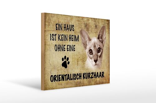 Holzschild Spruch 40x30cm orientalisch Kurzhaar Katze