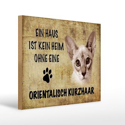 Cartello in legno con scritta "gatto orientale a pelo corto" 40x30 cm