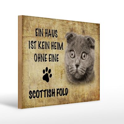 Holzschild Spruch 40x30cm Scottish Fold Katze