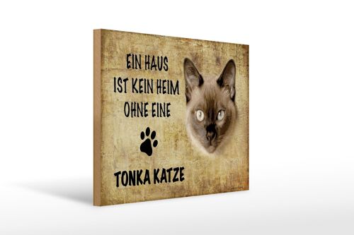 Holzschild Spruch 40x30cm Tonka Katze ohne kein Heim