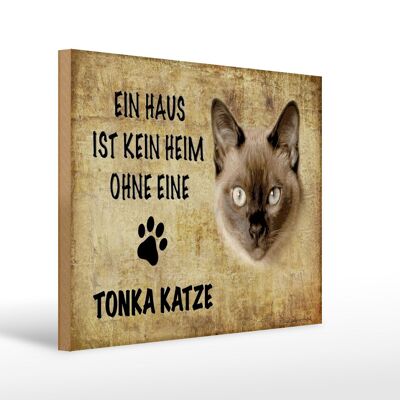 Cartello in legno con scritta 40x30 cm Gatto Tonka senza casa