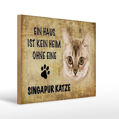 Cartel de madera que dice 40x30cm Gato Singapur sin hogar