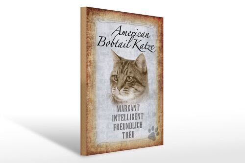 Holzschild Spruch 30x40cm American Bobtail Katze Geschenk