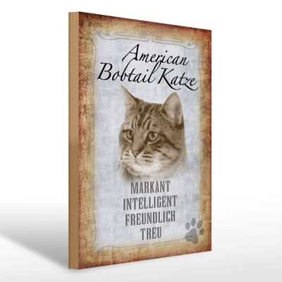 Holzschild Spruch 30x40cm American Bobtail Katze Geschenk