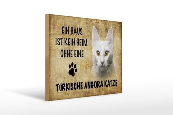 Panneau en bois disant 40x30cm cadeau chat angora turc 1