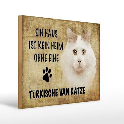 Cartello in legno con scritta in regalo Turkish Van Cat 40x30 cm