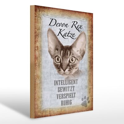 Holzschild Spruch 30x40cm Devon Rex Katze intelligent