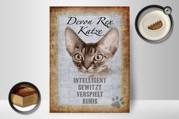 Panneau en bois indiquant 30x40cm Chat Devon Rex intelligent 2