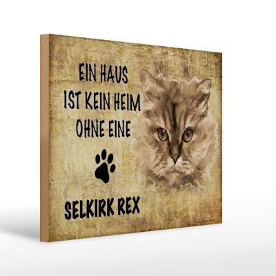 Letrero de madera que dice 40x30cm Gato Selkirk Rex sin hogar