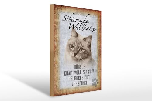 Holzschild Spruch 30x40cm sibirische Waldkatze Katze Wandschild