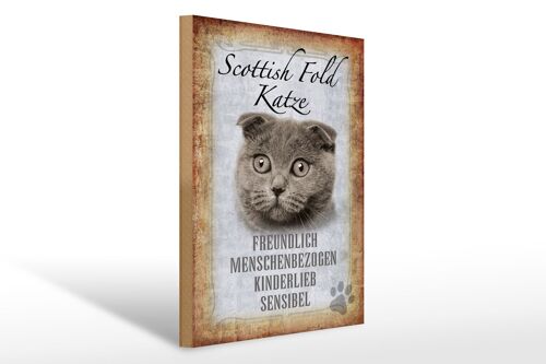 Holzschild Spruch 30x40cm Scottish Fold Katze Geschenk
