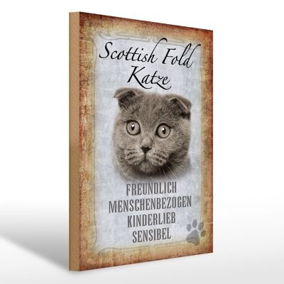Cartello in legno con scritta "Regalo gatto Scottish Fold" 30x40 cm
