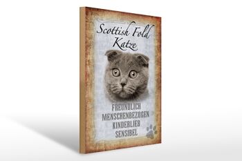 Panneau en bois indiquant un cadeau pour chat Scottish Fold, 30x40 cm 1