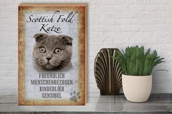 Panneau en bois indiquant un cadeau pour chat Scottish Fold, 30x40 cm 3