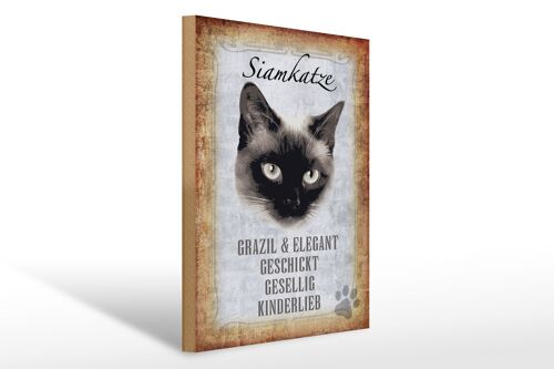 Holzschild Spruch 30x40cm Siamkatze Katze grazil Geschenk