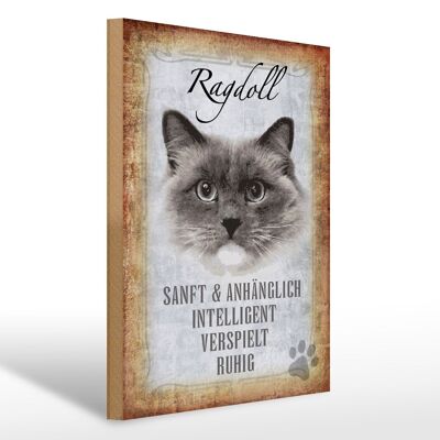 Cartello in legno con scritta "Regalo gentile gatto Ragdoll" 30x40 cm