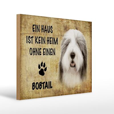 Cartello in legno con scritta "Cane Bobtail senza casa" 40x30 cm
