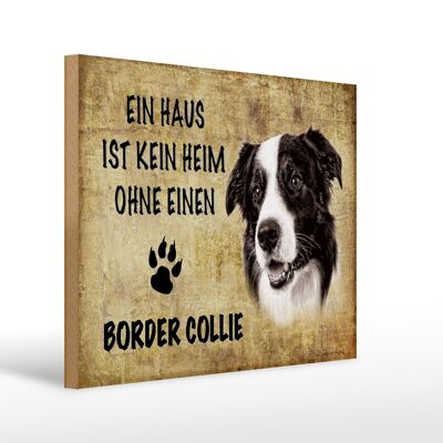 Holzschild Spruch 30x40cm Border Collie Hund beige Schild