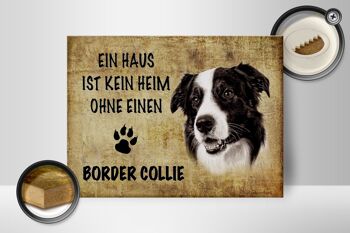 Panneau en bois disant 30x40cm Panneau beige chien Border Collie 2