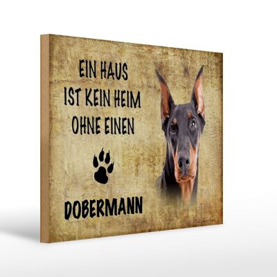 Cartel de madera que dice perro Doberman 40x30cm sin hogar