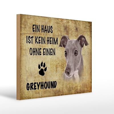 Cartel de madera con texto 40x30cm Perro galgo sin hogar