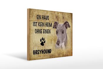 Panneau en bois disant 40x30cm Chien Greyhound sans pas de maison 1