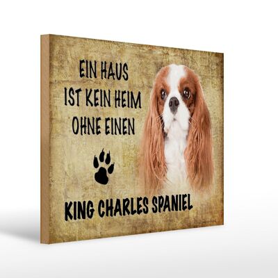 Cartello in legno con scritta "Cane King Charles Spaniel" 40x30 cm
