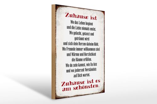 Holzschild Spruch 40x30cm Zuhause ist am schönsten