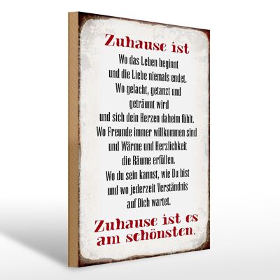 Holzschild Spruch 40x30cm Zuhause ist am schönsten