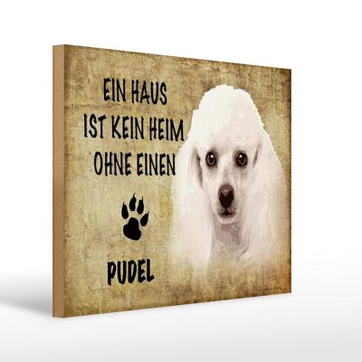 Cartel de madera que dice Regalo perro caniche 40x30cm