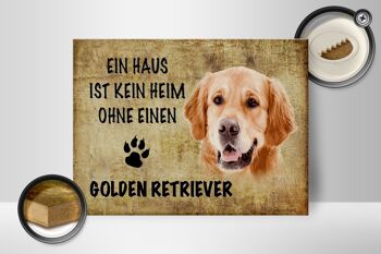 Panneau en bois disant cadeau pour chien Golden Retriever 40x30cm 2