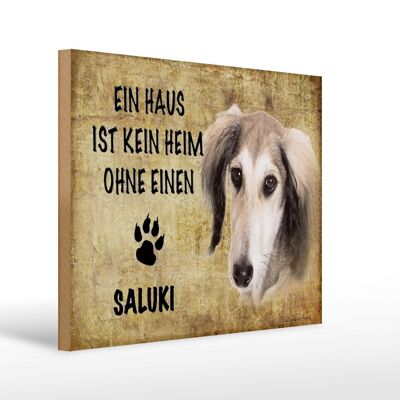 Cartello in legno con scritta "Cane Saluki senza casa" 40x30 cm