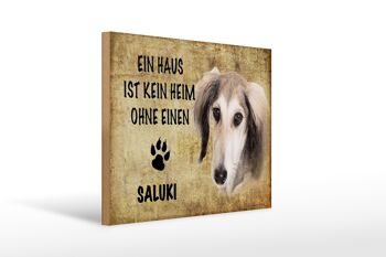 Panneau en bois disant 40x30cm Chien Saluki sans pas de maison 1