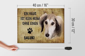 Panneau en bois disant 40x30cm Chien Saluki sans pas de maison 4