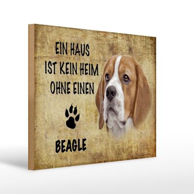 Cartel de madera con texto Perro Beagle sin hogar 40x30cm