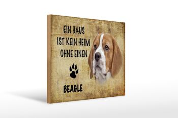 Panneau en bois disant 40x30cm Chien Beagle sans maison 1