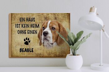 Panneau en bois disant 40x30cm Chien Beagle sans maison 3