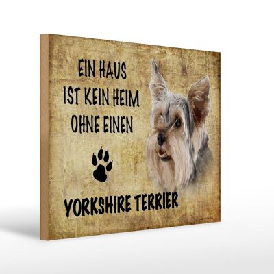 Cartel de madera que dice perro Yorkshire Terrier 40x30cm