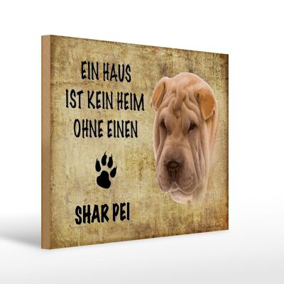 Cartel de madera que dice regalo perro Shar Pei 40x30cm