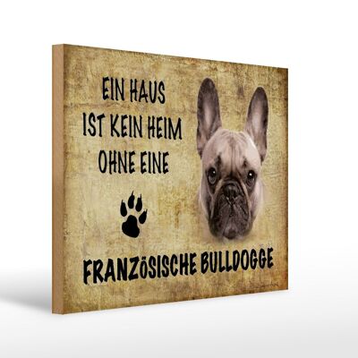 Cartel de madera que dice Perro Bulldog Francés 40x30cm