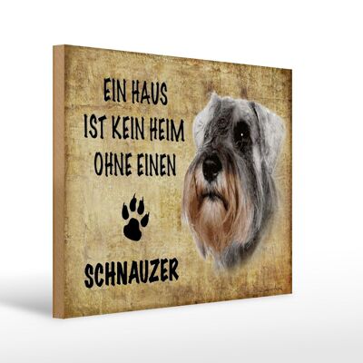 Cartel de madera que dice Perro Schnauzer 40x30cm sin hogar