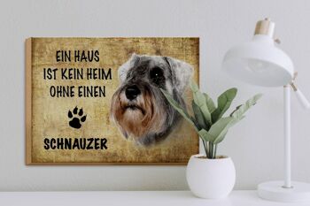 Panneau en bois disant 40x30cm Chien Schnauzer sans maison 3