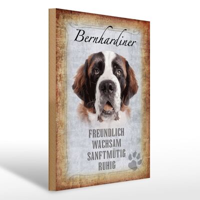 Cartel de madera que dice regalo perro San Bernardo 30x40cm