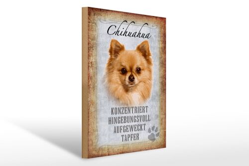 Holzschild Spruch 30x40cm Chihuahua Hund tapfer Geschenk