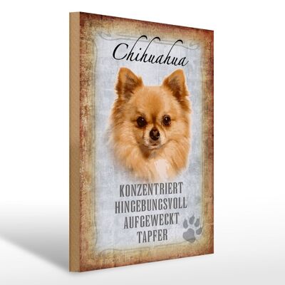 Holzschild Spruch 30x40cm Chihuahua Hund tapfer Geschenk