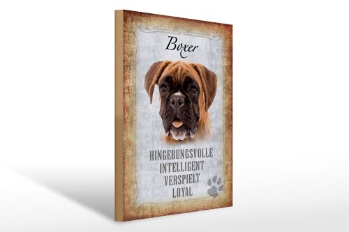 Holzschild Spruch 30x40cm Boxer Hund intelligent Geschenk