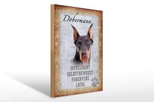 Holzschild Spruch 30x40cm Dobermann Hund loyal Geschenk